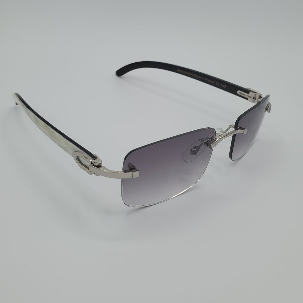 Cartier Vintage Men Women Silver Marble Sunglasses